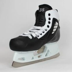 TRUE Senior Two Piece Goalie Skates - Pro Stock - White Side - "35" - Size 10 -True true goalie skates true senior two piece goalie skates pro stock white side 35 size 10 10 30366891835458